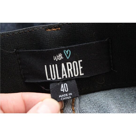 LuLaRoe Jeans Size 40 High Rise Stretch Dark Wash Denim Comfort Waist Slimming - Picture 11 of 12